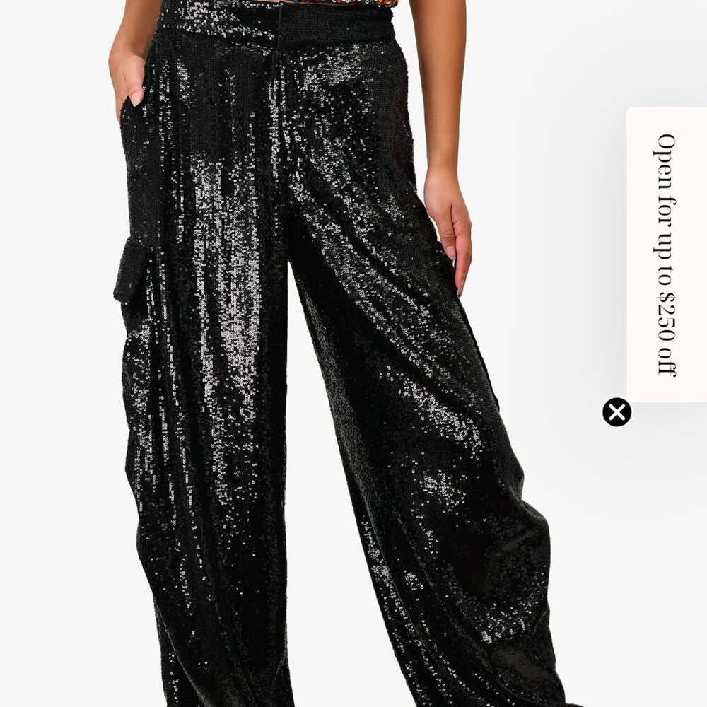 ALC Black Sequin Cargo Pants Size 2